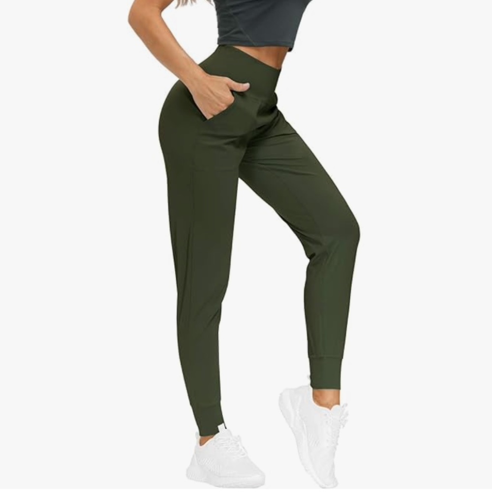 Olive Green Joggers Leggings - The Gym People - Medium